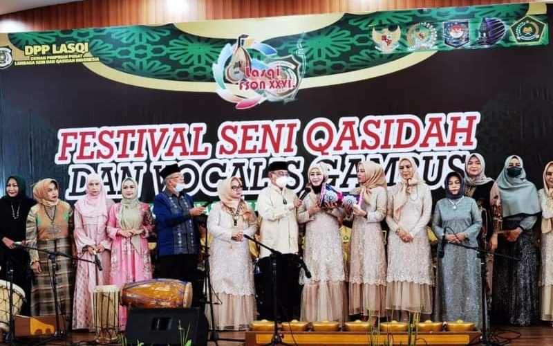 Suasana acara penutupan Festival Seni Qasidah dan Vocalis Gambus Tingkat Nasional XXVI Tahun 2021. (Dok. Lasqi)