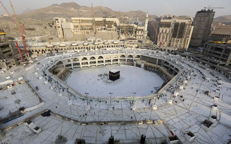 Ilustrasi Masjidil Haram Makkah selama pandemi virus corona. (AFP/ABDEL GHANI BASHIR)