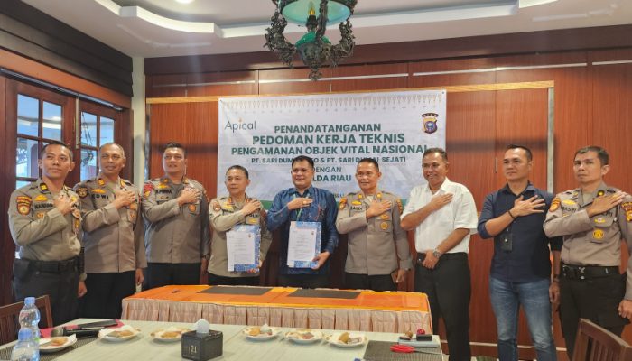 Perkuat Keamanan Obvitnas, Apical dan Polda Riau Tandatangani Pedoman Kerja Teknis 2025