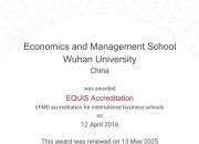 Economics and Management School Wuhan University Raih Akreditasi Ulang EQUIS Terbaik Selama Lima Tahun