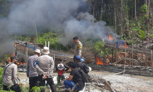 Polres Inhu Tertibkan PETI di 4 Desa, 10 Rakit Dimusnahkan, Pemprov Riau Siapkan WPR