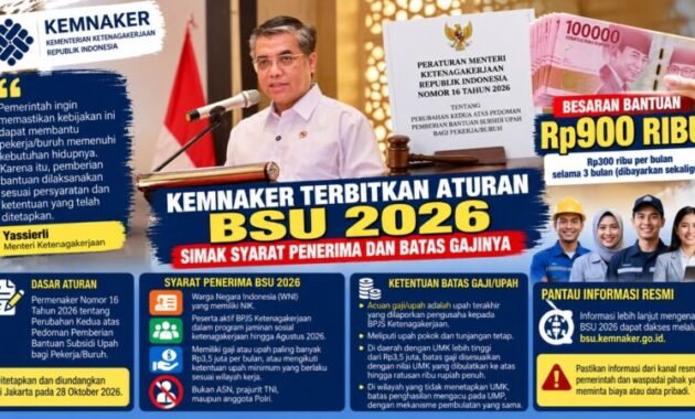 Kemnaker Terbitkan Aturan BSU 2026, Simak Syarat Penerima dan Batas Gajinya